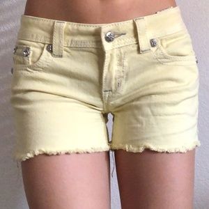 Miss Me Yellow Jean Shorts
